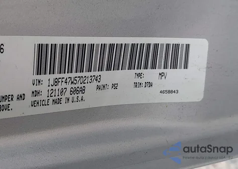 2007 Jeep Compass Sport from USA, damaged, VIN 1J8FF47W57D213743